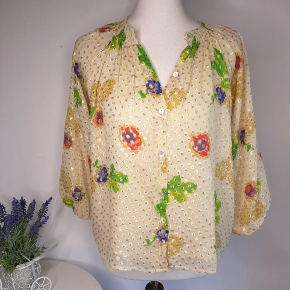 Tucker Silk Blouse size S petite